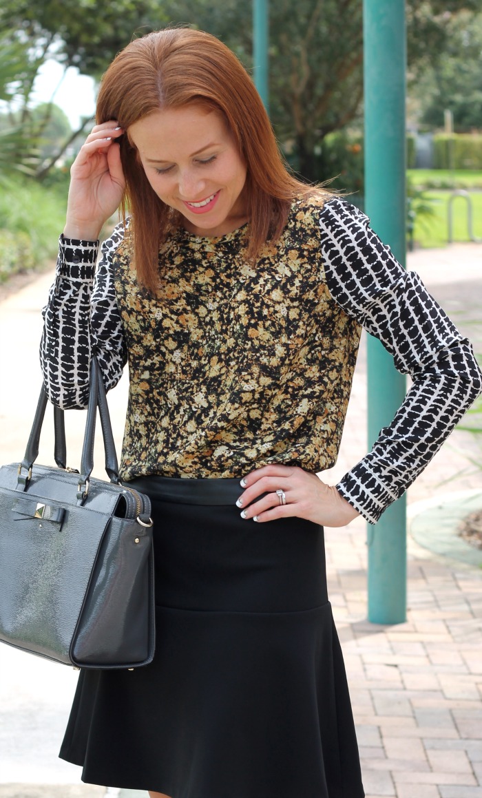 floral print and flouncy skirt